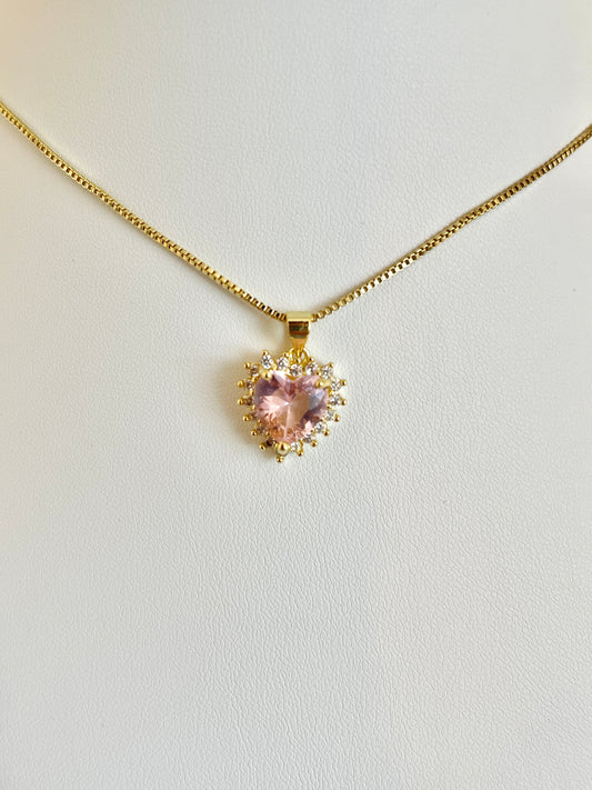 Pink heart necklace