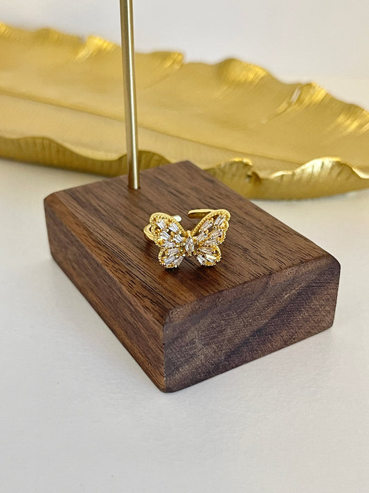 Crystal butterfly ring