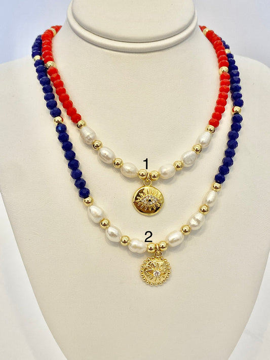 Pearl evil eye necklace