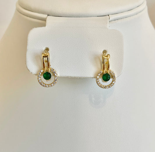 Green Zircon Cubic Huggie Earrings