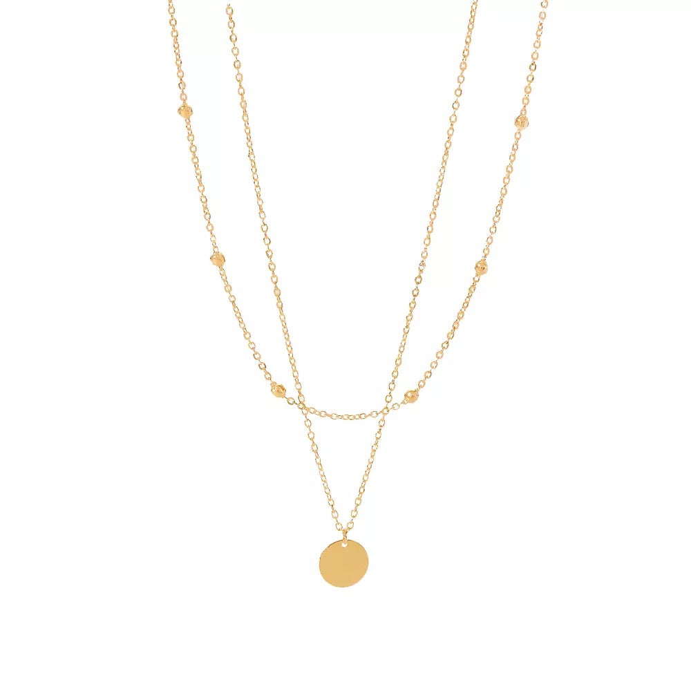 Double layer disc necklace