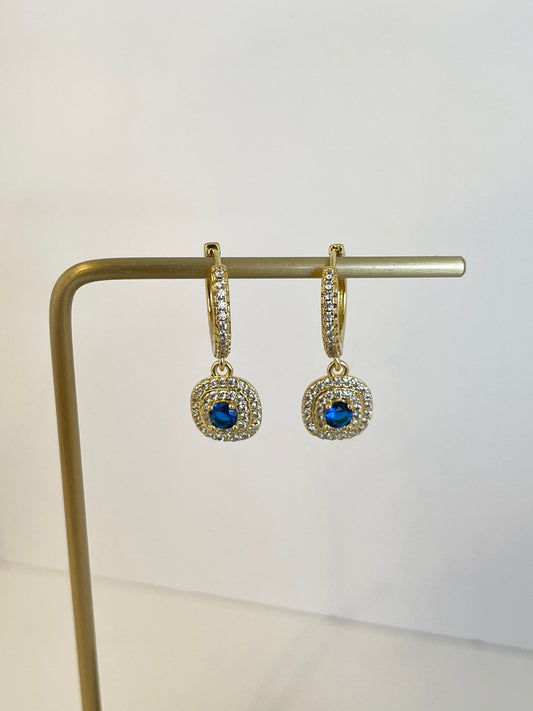Blue Hoops Earrings Charm