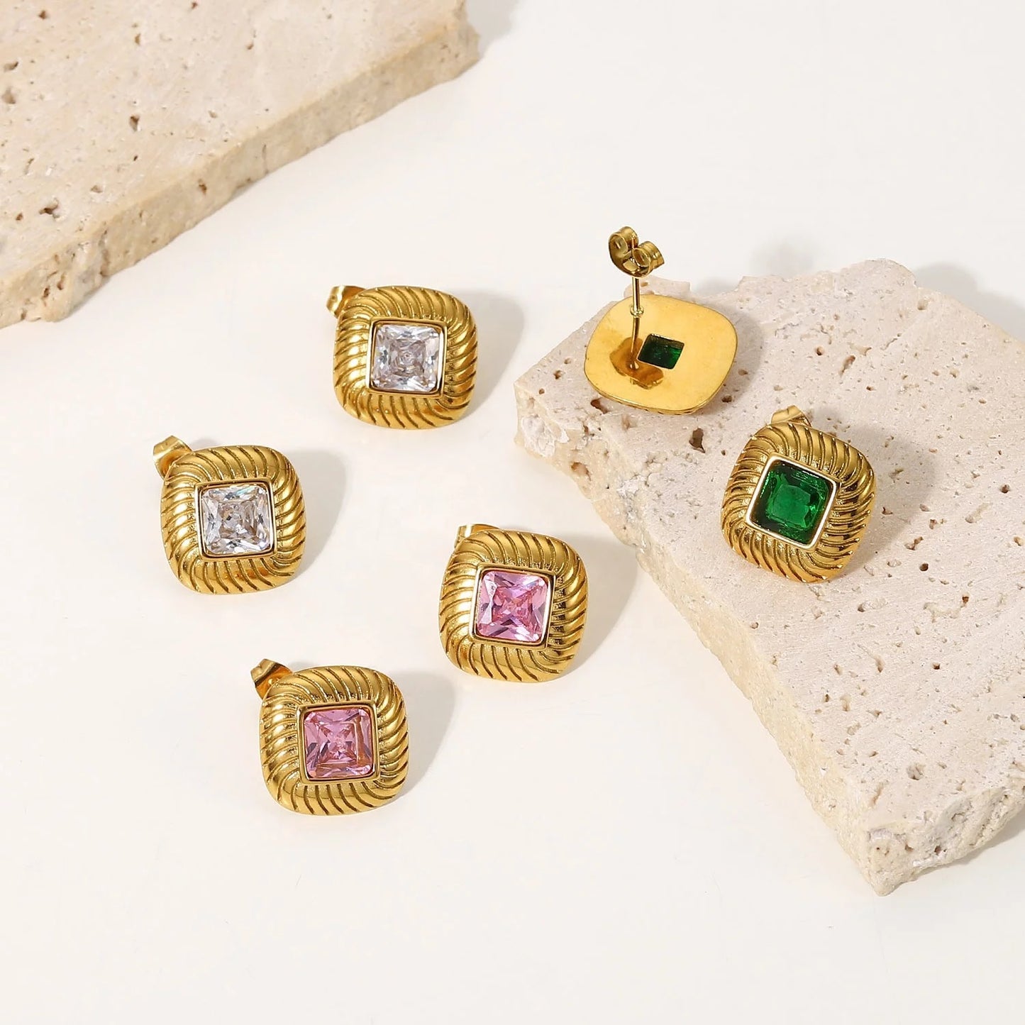 Square elegant stud earrings