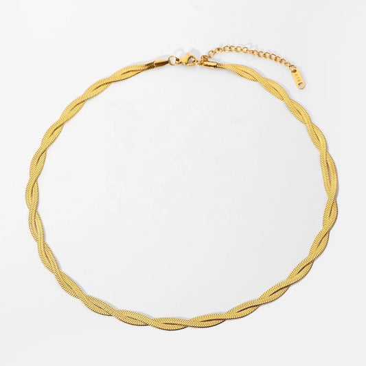 Crossed snake chain necklace