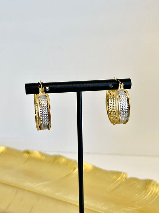 Two tone small hoop earrings