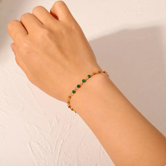 Green malachite charm bracelet