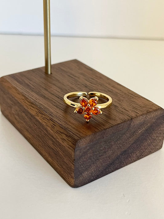 Orange flower adjustable ring