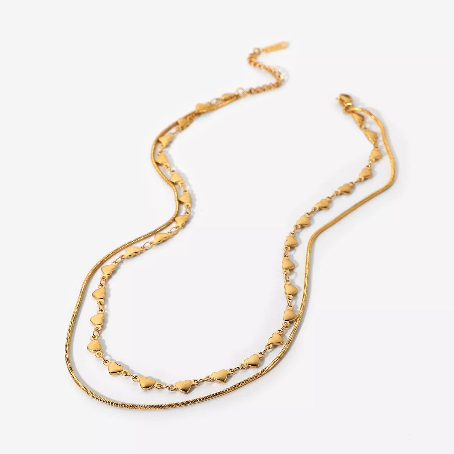 Double layer heart necklace