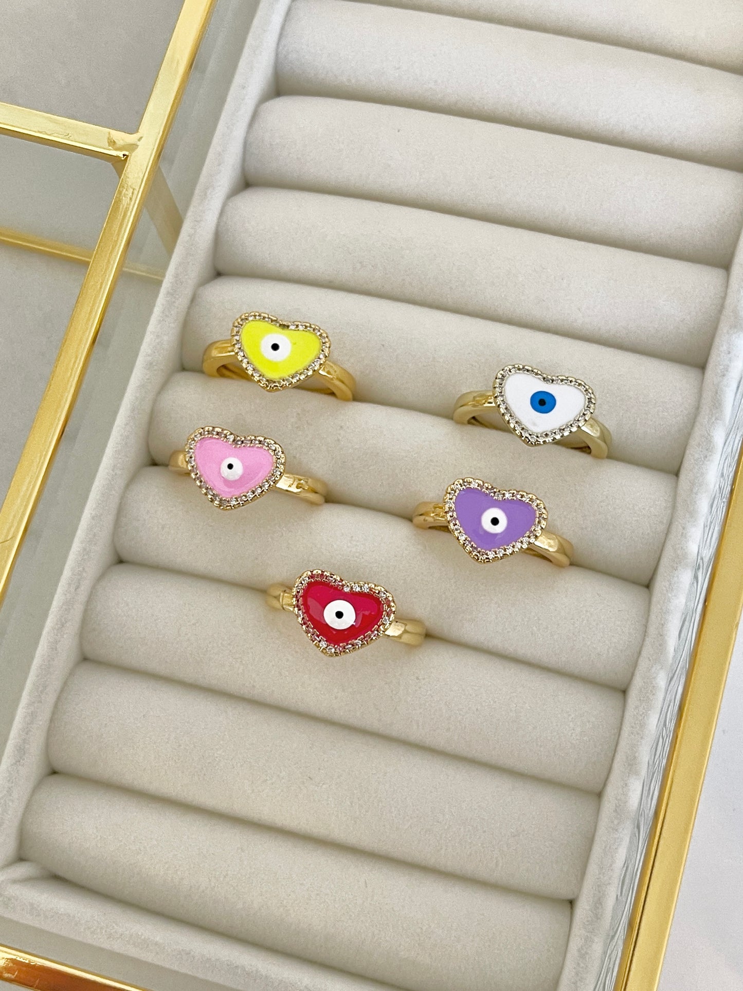 Heart evil eye ring