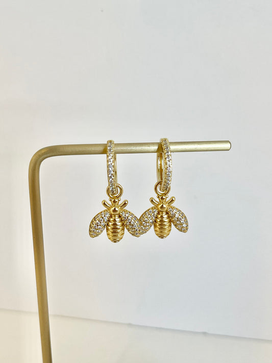 Bee Hoops Earrings Charm