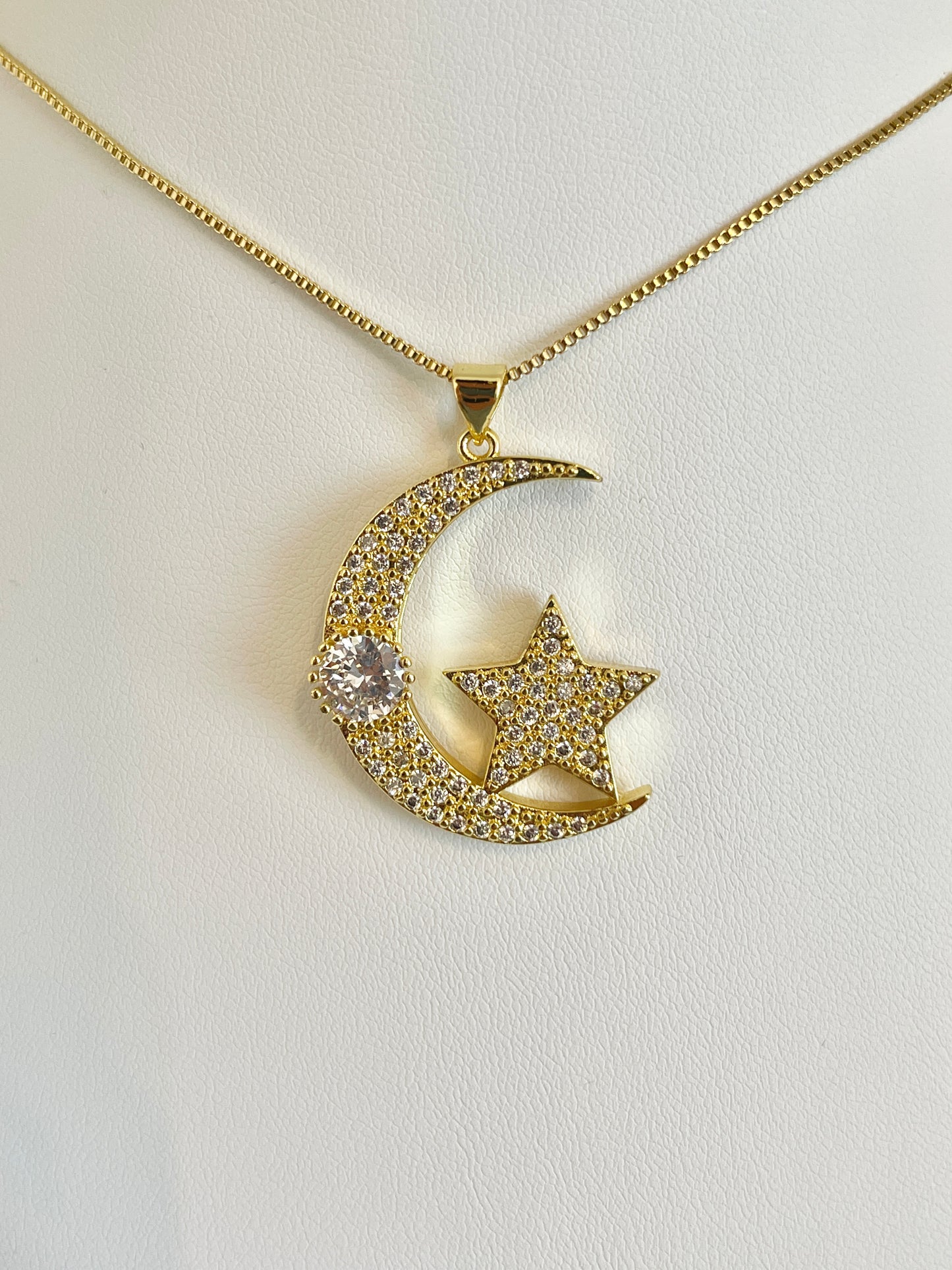 Big moon and star necklace