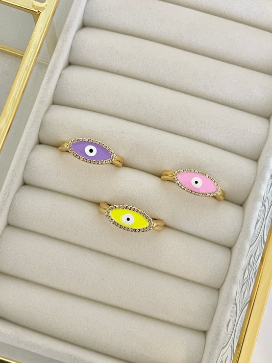 Oval evil eye ring