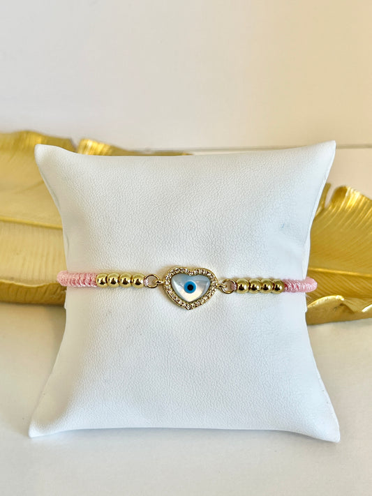 Heart evil eye bracelet