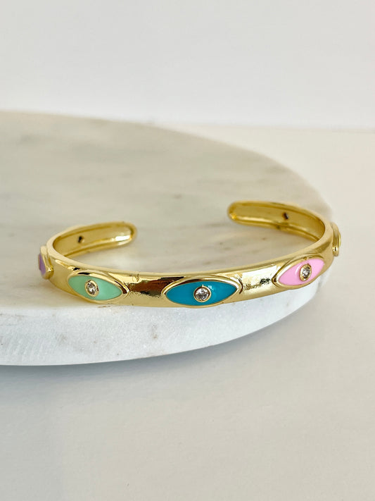 Evil eye cuff bracelet
