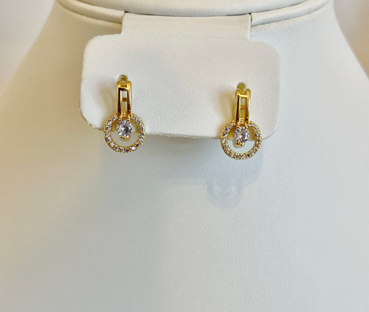 White Zircon Huggie Earrings