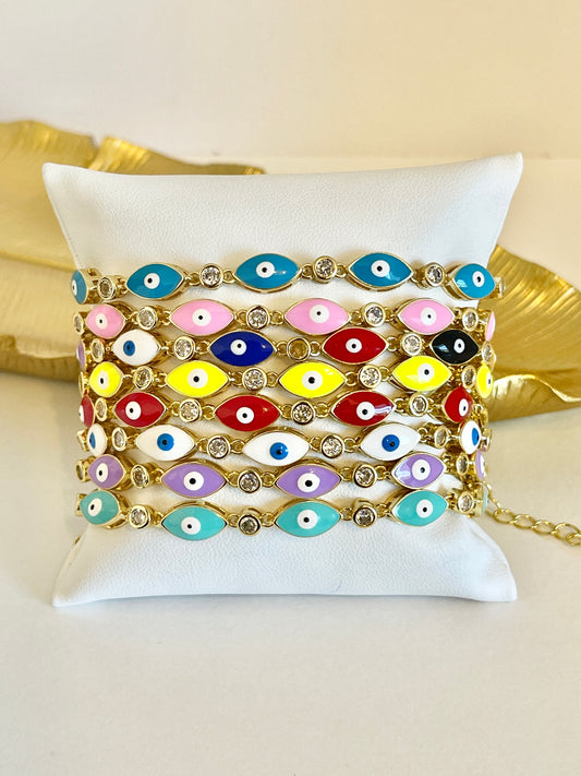 Fancy oval evil eye bracelet