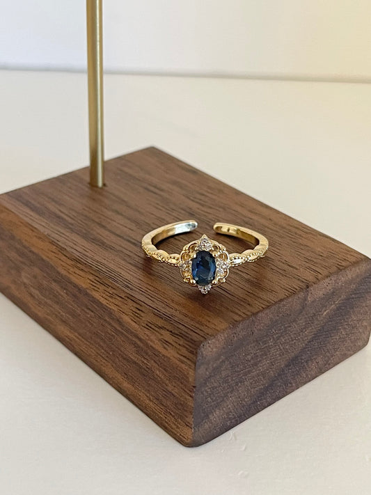 Blue elegant adjustable ring