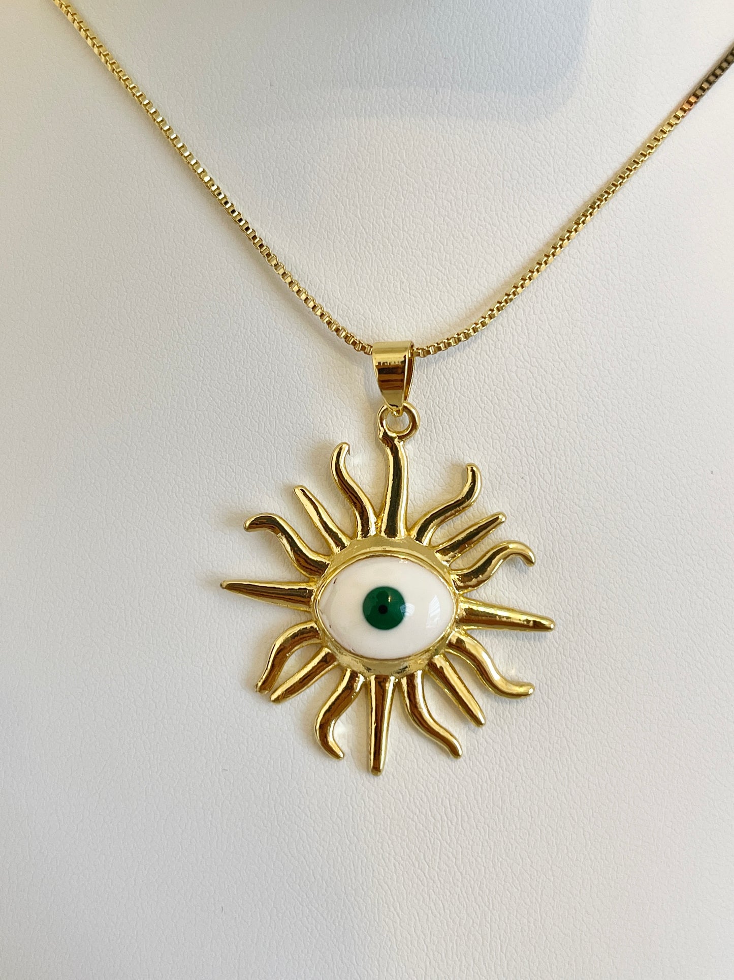 Sun evil eye necklace