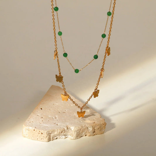 Double layer butterfly necklace