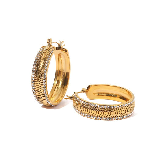 Hoop earrings with zircon stones