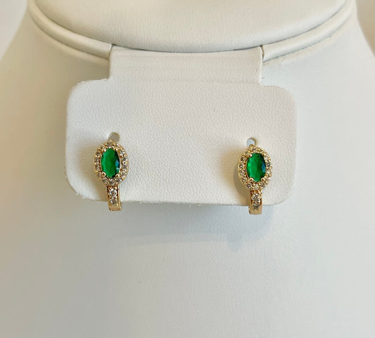 Green Bottom Huggie Earrings