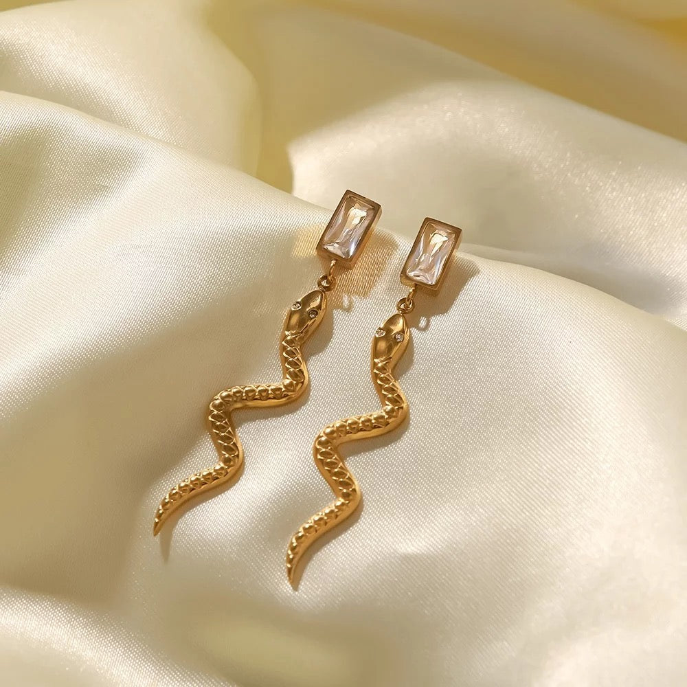Snake long earrings