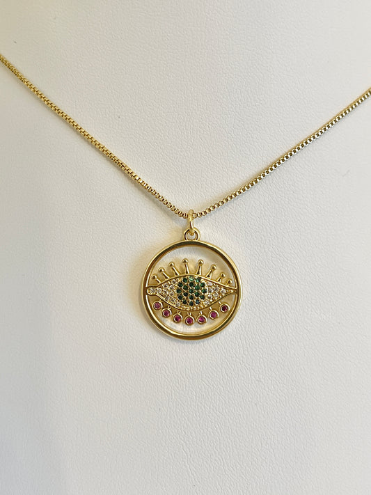 Round evil eye necklace