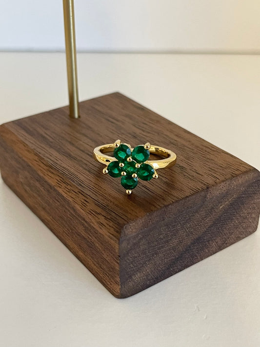 Green flower adjustable ring
