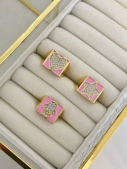 Heart, Hamsa or star ring