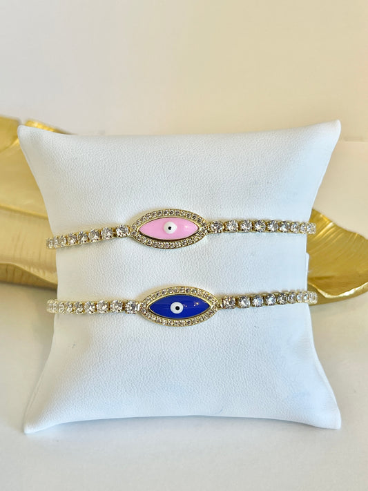 Zircon evil eye bracelet