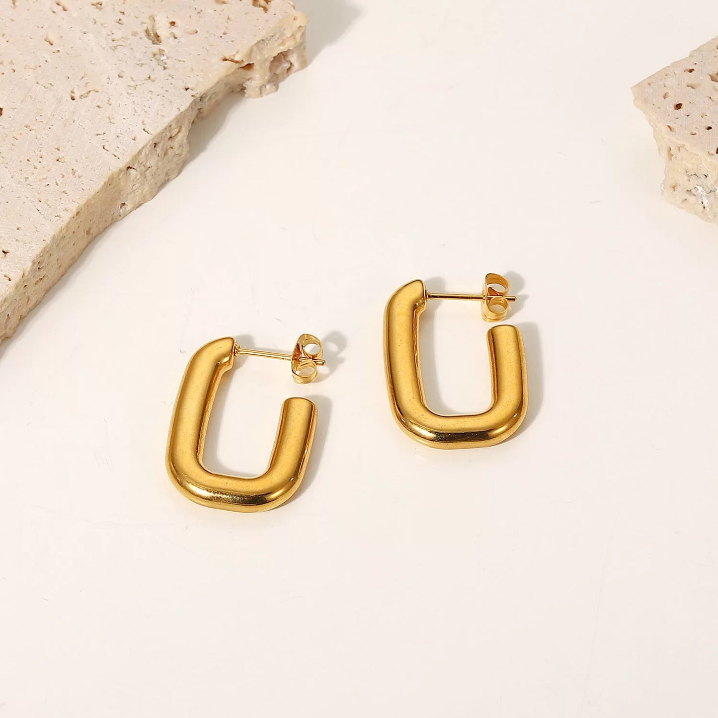 Square hoop stud earrings