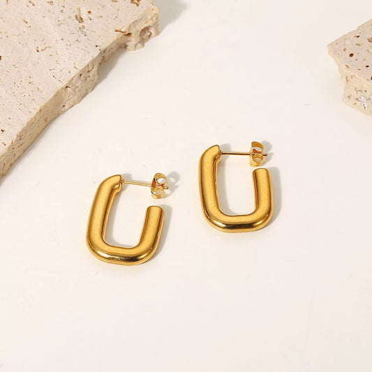 Square hoop stud earrings