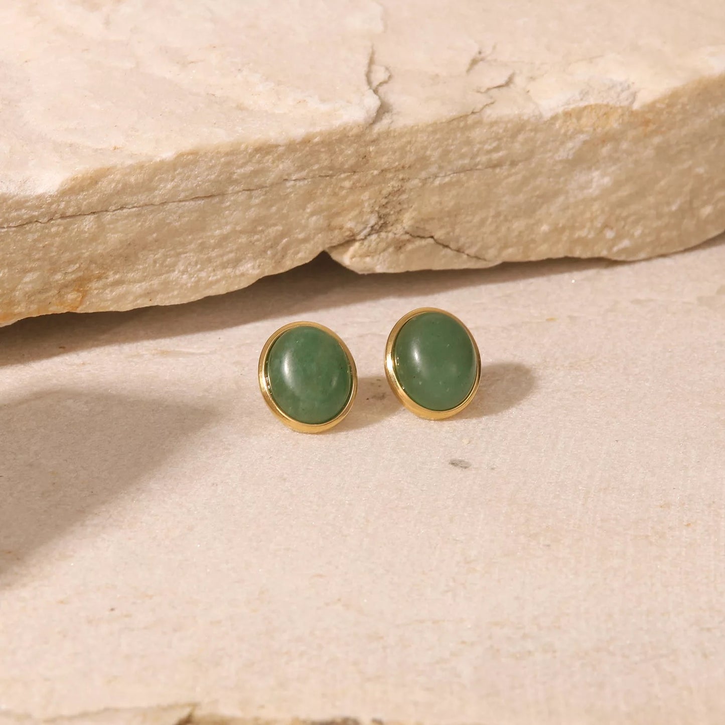 Green jade stud earrings