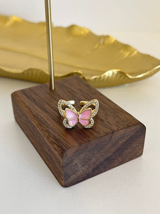Pink butterfly ring