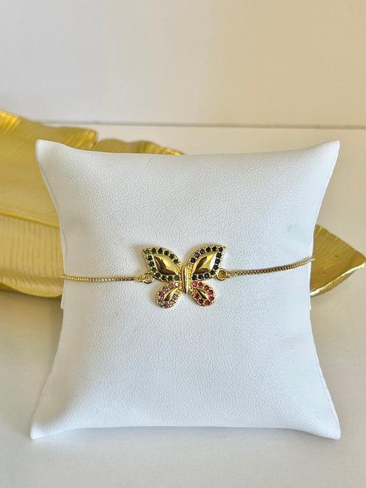 Multicolor butterfly adjustable bracelet