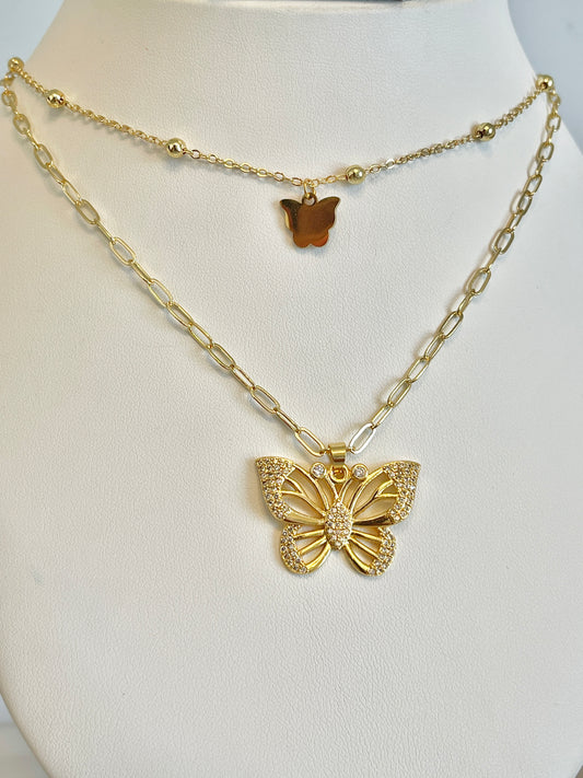 Multilayer butterfly necklace