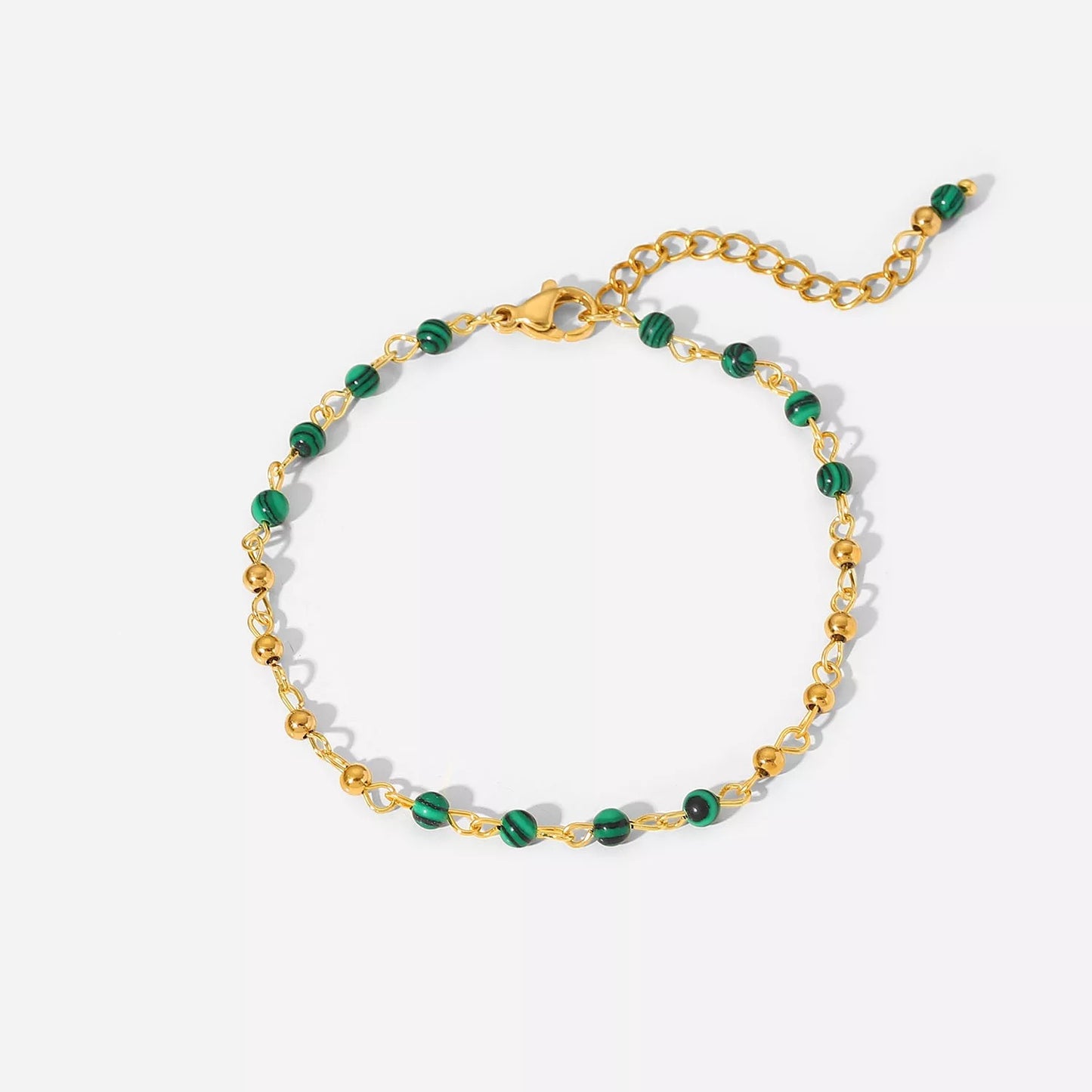 Green malachite charm bracelet