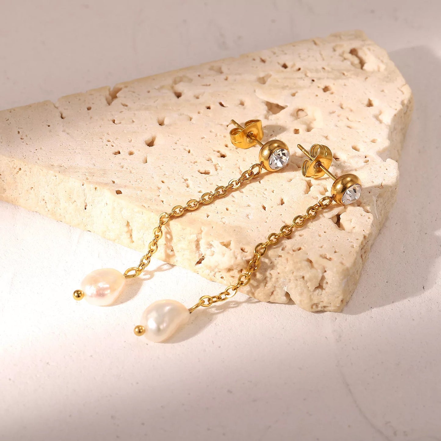 Long chain Pearl earrings