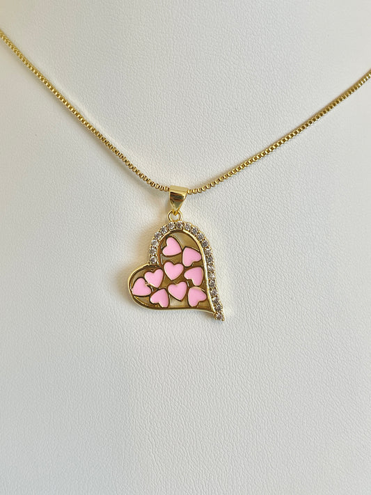 Pink heart necklace