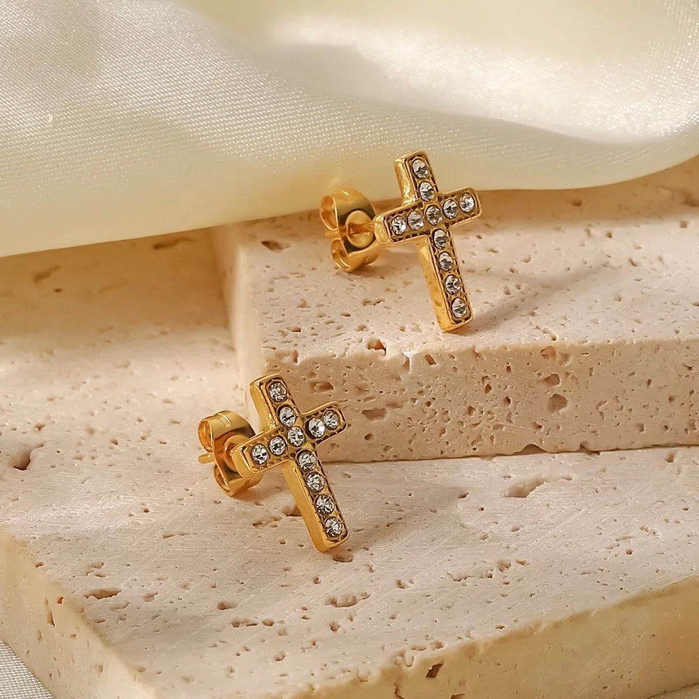Cross stud earrings