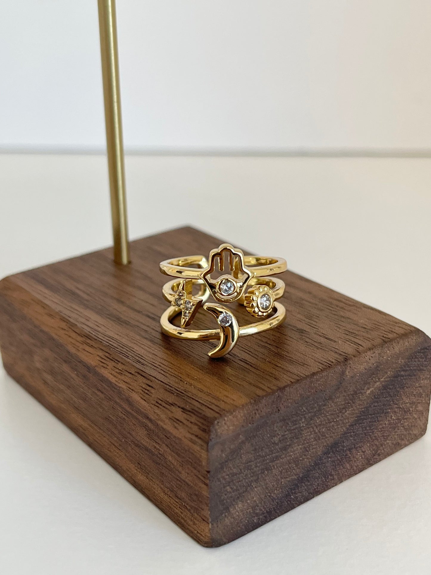 Hamsa and moon ring