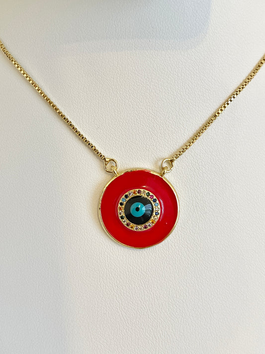 Round evil eye necklace