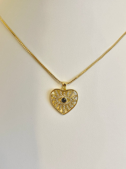 Heart evil eye necklace