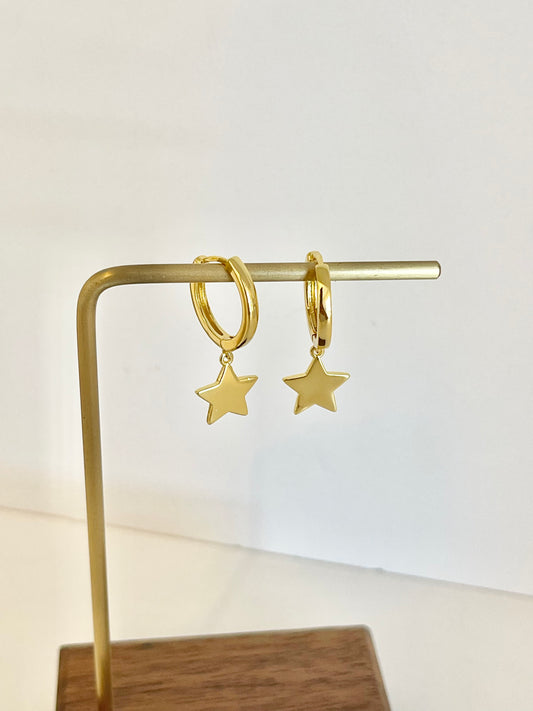 Gold Star Hoops Earrings Charm