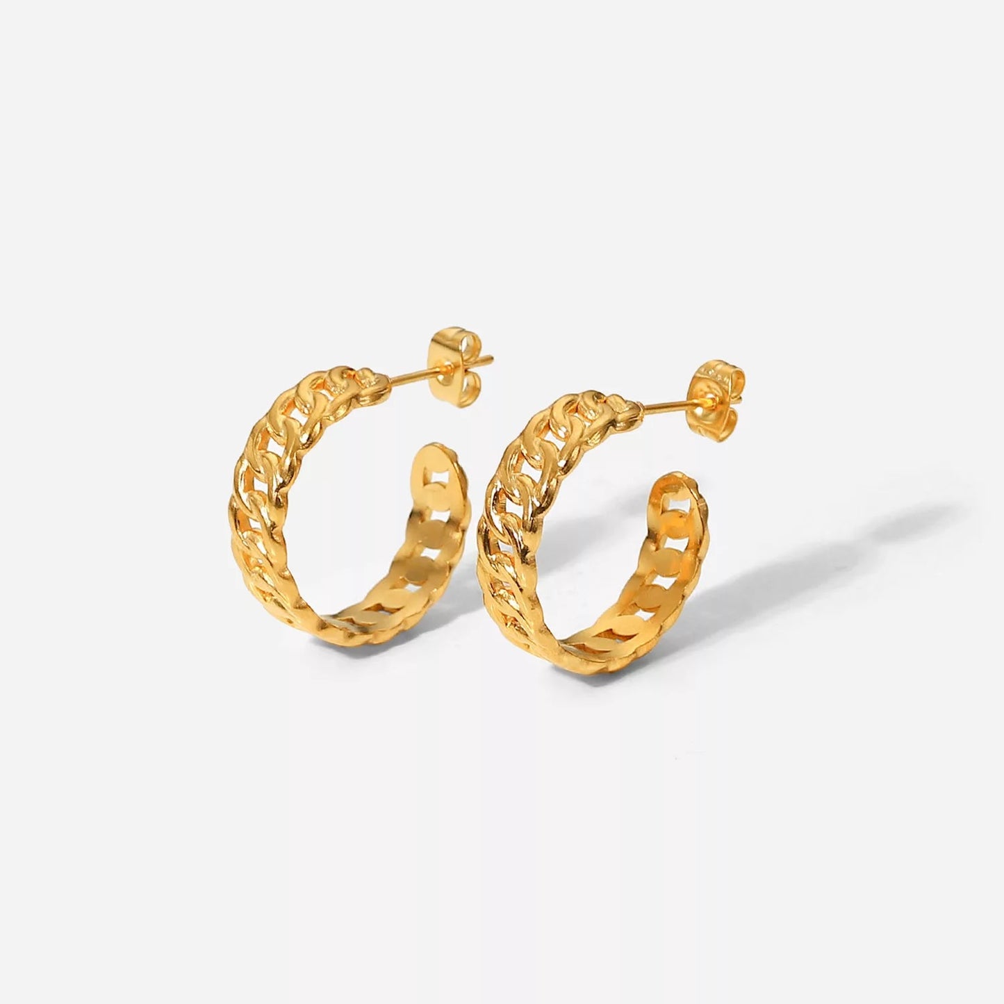 Cuban chain hoop earrings