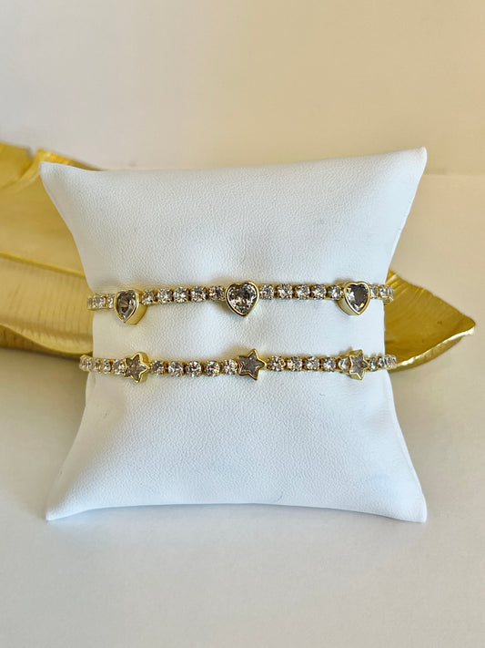 Star or Heart cubic zirconia bracelet
