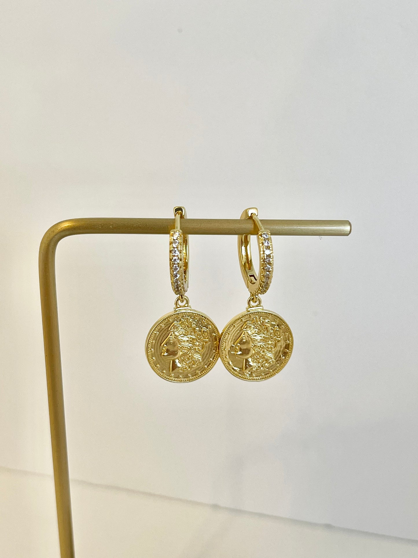 Coin Hoops Earrings Charm