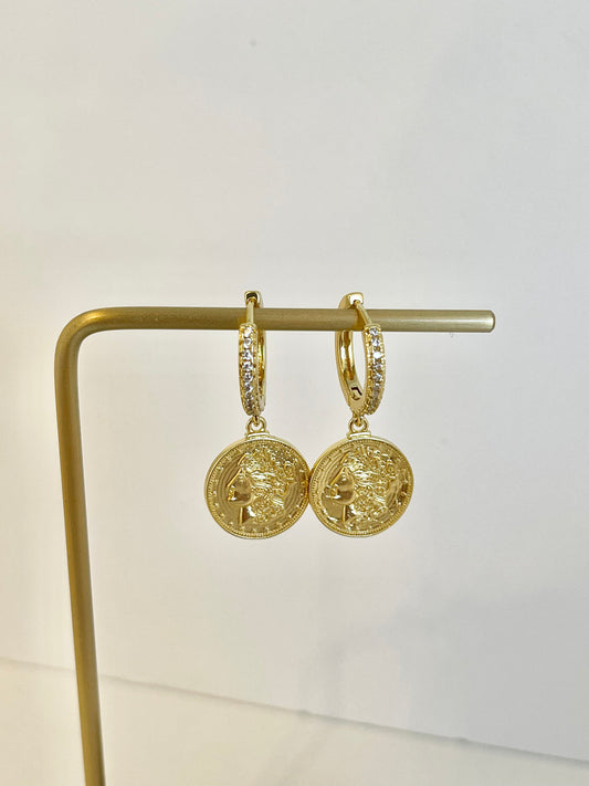 Coin Hoops Earrings Charm