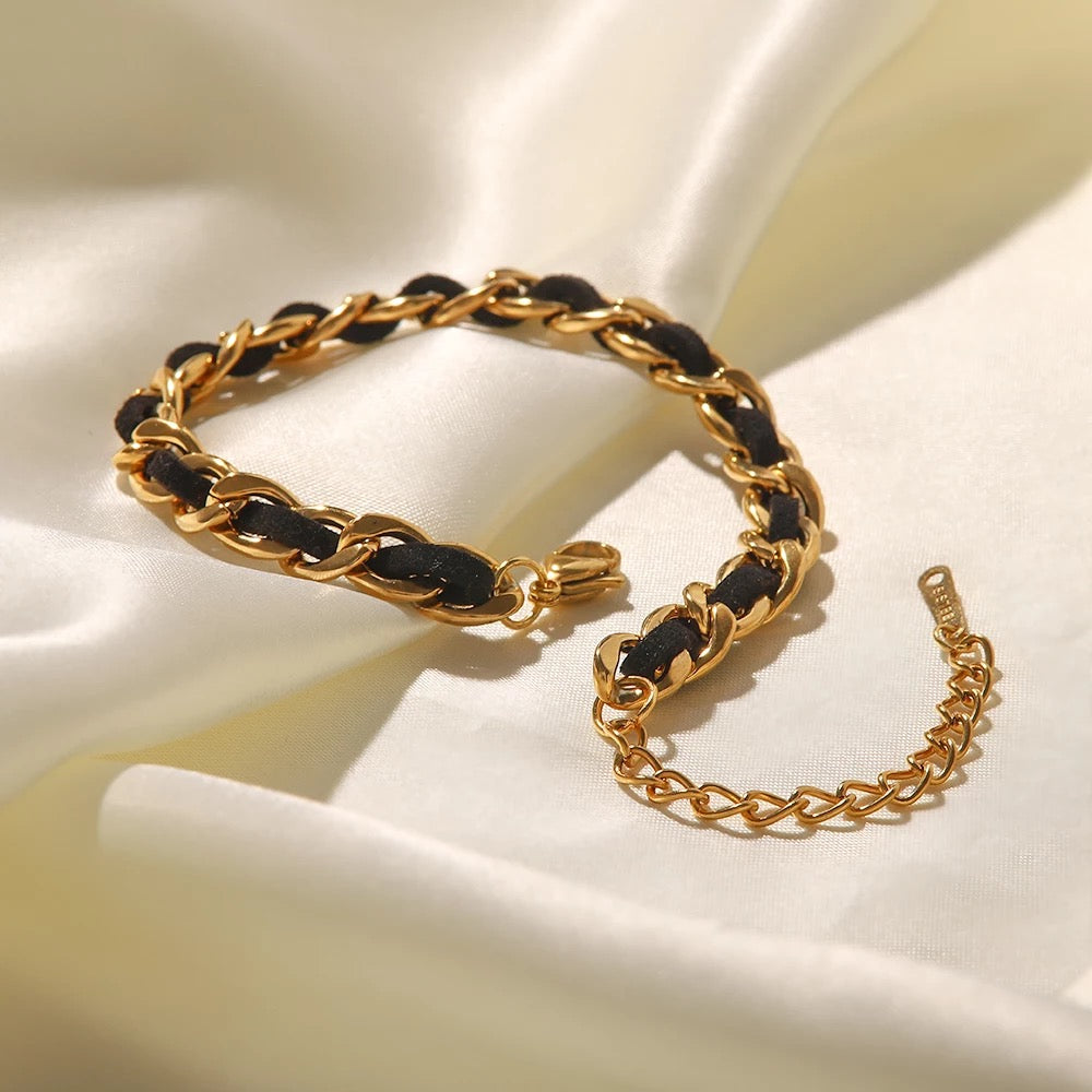 Leather chain bracelet