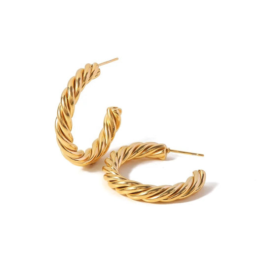 Twisted rope stud hoop earrings